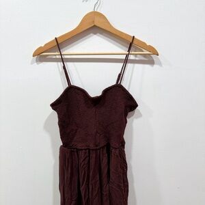 Brown Neutral Bell Bottom Tiered Pant Jumpsuit